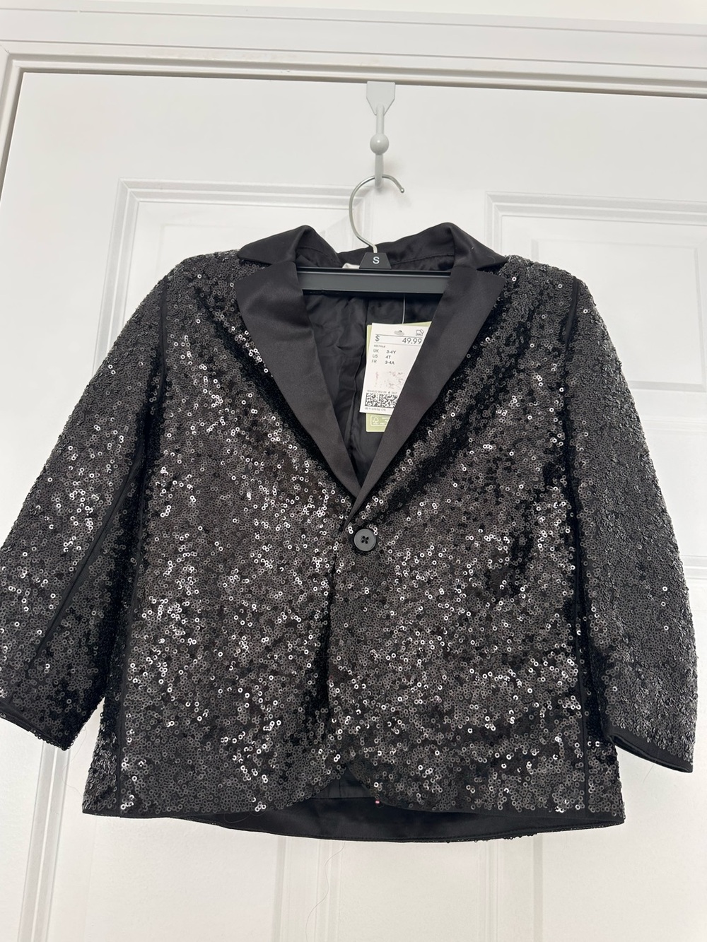 H&M Black Sequin Kids Blazer Jacket 3/4